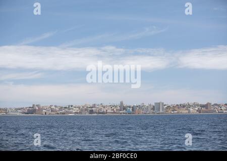 Die Algoa Bay blickt auf Nelson Mandela Bay, Port Elizabeth, Eastern Cape, Südafrika. Stockfoto