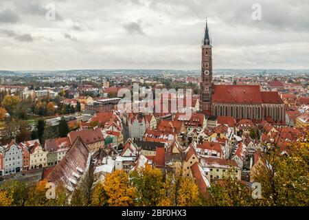 Die bayerische Stadt Landshut im Winter Stockfoto