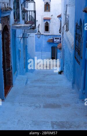 Straße von Chefchaouen Altstadt (Chaouen) bekannt als Blue City, Marokko, Afrika Stockfoto