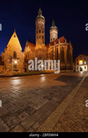 Naumburger Dom St. Peter und Paul, Nachtaufnahme, Naumburg an der Saale, Sachsen-Anhalt, Deutschland Stockfoto