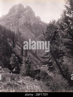 Rock Canyon bei Bozeman aufrecht für die Northern Pacific Railroad. Stockfoto