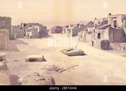 Straße im Pueblo von Oraibi Tusayan Arizona. Stockfoto