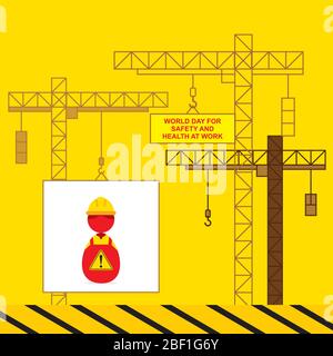 Welttag für Sicherheit und Gesundheit am Arbeitsplatz Vektor Illustration Poster Design Stock Vektor