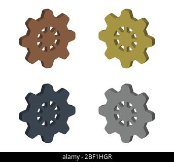 Isometrisches Zahnradsymbol auf weißem Hintergrund im Vektor dargestellt Stock Vektor