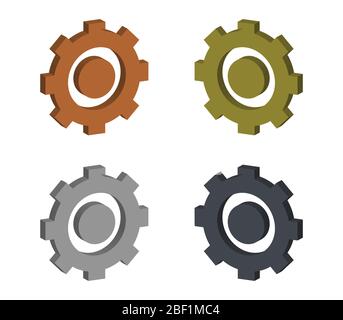 Isometrisches Zahnradsymbol auf weißem Hintergrund im Vektor dargestellt Stock Vektor