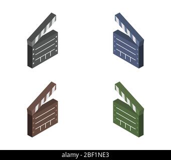 Clapperboard Symbol in Vektor auf weißem Hintergrund dargestellt Stock Vektor