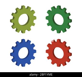 Isometrisches Zahnradsymbol auf weißem Hintergrund im Vektor dargestellt Stock Vektor