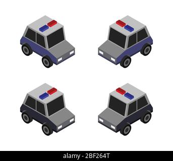 Isometrisches Polizeijeep-Symbol in Vektor auf weißem Hintergrund dargestellt Stock Vektor