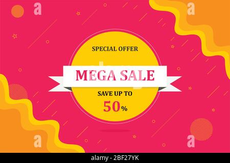 Sale Tag. Sonderangebot, großer Verkauf, Rabatt, bester Preis, Mega-Verkauf Banner. Einkaufen oder Online-Shopping. Aufkleber, Abzeichen Gutschein-Shop Vektor Illustration. Stock Vektor