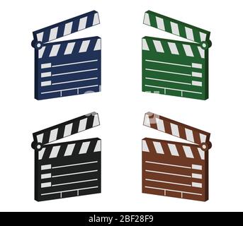 Clapperboard Symbol in Vektor auf weißem Hintergrund dargestellt Stock Vektor