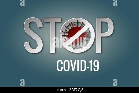 Stop Covid-19 Zeichen-Symbol, Vektor Illustration Konzept Coronavirus COVID-19. Virus Stock Vektor