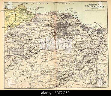 Karte der Umgebung von Edinburgh, Schottland, um 1891 Stockfoto