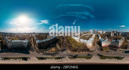 Luftbild 360 Grad sphärisches Panorama von Woronesch Innenstadt von Drohne aufgenommen Stockfoto