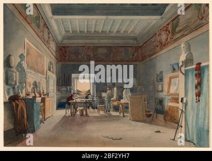 Ein Studio in der Villa Medici Rom. Französische Künstler, die den Prix de Rome gewonnen haben, erhielten Studios, in denen sie während ihrer Zeit in Rom leben und arbeiten konnten. Die Academie de France besetzte ab 1803 die Villa Medici auf dem Monte Pincio. Stockfoto