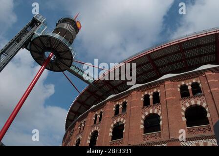 1900s Arena Architektur Red Brick Theater Las Arenas, Placa d'Espanya, Barcelona, Spanien von Rogers Stirk Hafen & Partner Alonso y Balaguer Stockfoto