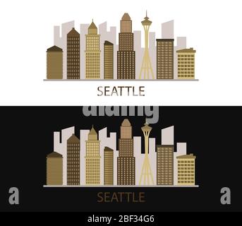 Seattle Symbol in Vektor auf weißem Hintergrund dargestellt Stock Vektor