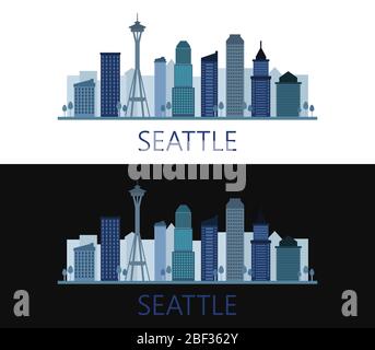 Seattle Symbol in Vektor auf weißem Hintergrund dargestellt Stock Vektor