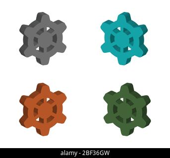 Isometrisches Zahnradsymbol auf weißem Hintergrund im Vektor dargestellt Stock Vektor