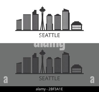 Seattle Symbol in Vektor auf weißem Hintergrund dargestellt Stock Vektor