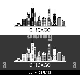 Chicago Symbol in Vektor auf weißem Hintergrund dargestellt Stock Vektor