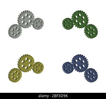 Isometrisches Zahnradsymbol auf weißem Hintergrund im Vektor dargestellt Stock Vektor