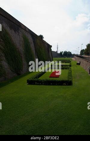 Mittelalterliche Festung aus dem 17. Jahrhundert, Schloss Montjuic, Barcelona, Spanien Stockfoto