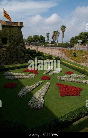 Mittelalterliche Festung aus dem 17. Jahrhundert, Schloss Montjuic, Barcelona, Spanien Stockfoto