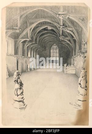 Innenansicht der Westminster Hall. Das Innere der Halle, das Hammerbalkendach. Stockfoto