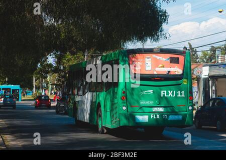 SANTIAGO, CHILE - NOVEMBER 2019: Transantiago-Bus in Estación Central Stockfoto