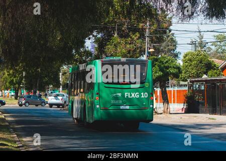 SANTIAGO, CHILE - NOVEMBER 2019: Transantiago-Bus in Estación Central Stockfoto