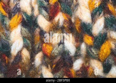 Bunte Wolle Garn. Wollstoff Hintergrund. Gestrickte Textil Nahaufnahme Stockfoto