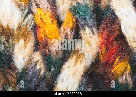 Bunte Wolle Garn. Wollstoff Hintergrund. Gestrickte Textil Nahaufnahme Stockfoto