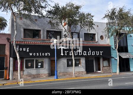 LOS ANGELES, CA/USA - Januar 10, 2019: Der berühmte Troubadour Nachtclub auf dem Santa Monica Blvd. eine grosse Rolle bei der Einführung von America's Top Bands gespielt Stockfoto