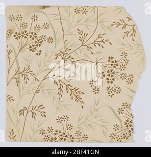 Seitenwand-Probe. Fragmentarische Tapeten aus dem Musterbuch, inklusive ästhetischer und anglo-japanischer Motive.72 Seiten mit Mustern. Stockfoto