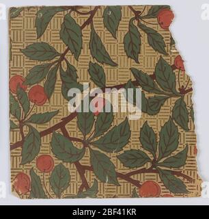 Seitenwand-Probe. Fragmentarische Tapeten aus dem Musterbuch, inklusive ästhetischer und anglo-japanischer Motive.72 Seiten mit Mustern. Stockfoto