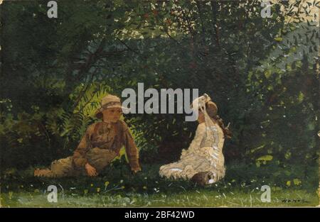 Szene auf der Houghton Farm. JH gekauft von Streep, Jon N., New York 1959NELSON-ATKINS MUSEUM OF ART, Kansas City. 'Winslow Homer and the Critics: Forging a National Art in the 1870er 's,' 18. Februar-6. Mai 2001. TOUR: HIGH MUSEUM OF ART, ATLANTA, 6. OKTOBER-6. JANUAR 2002.SYRACUSE UNIVERSITY KUNSTGALERIEN. Stockfoto