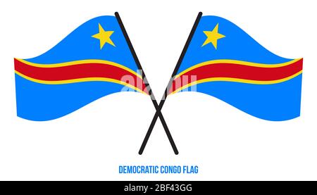 Demokratische Republik Kongo Flagge schwenkten Vector Illustration auf weißem Hintergrund. Demokratische Republik Kongo Nationalflagge. Stockfoto