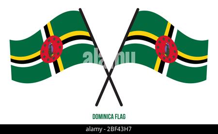 Dominica Fahne winken Vector Illustration auf weißem Hintergrund. Dominica Flagge. Stockfoto