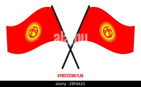 Kirgistan Fahne winken Vector Illustration auf weißem Hintergrund. Kirgistan Nationalflagge. Stockfoto