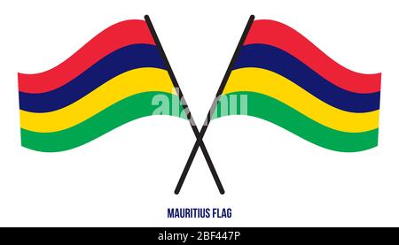 Mauritius Fahne winken Vector Illustration auf weißem Hintergrund. Mauritius Flagge. Stockfoto