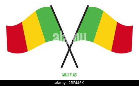 Mali Fahne winken Vector Illustration auf weißem Hintergrund. Mali Nationalflagge. Stockfoto