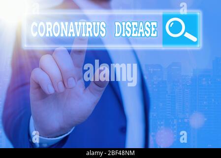 Handschrift Text Schreiben Coronavirus Krankheit. Konzeptionelles Foto definiert als Krankheit durch ein neuartiges Virus SARSCoV2 verursacht Stockfoto