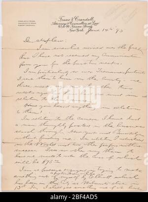 Brief an Dear Neffe LC Handy von Mathew Brady. Stockfoto