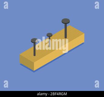 Nägel und Holz-Symbol in Vektor auf weißem Hintergrund dargestellt Stock Vektor