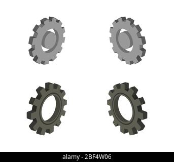 Isometrisches Zahnradsymbol auf weißem Hintergrund im Vektor dargestellt Stock Vektor