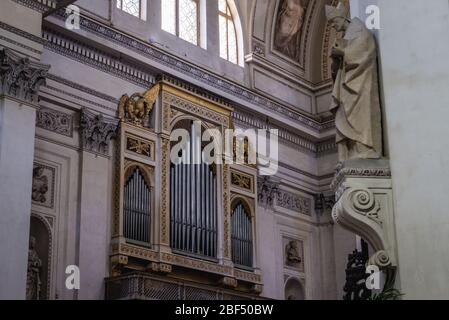 Orgel in der Metropolitan Kathedrale der Himmelfahrt der Jungfrau Maria in Palermo, Hauptstadt der autonomen Region Sizilien in Süditalien Stockfoto