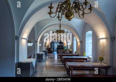 Kantine im Kloster Post-Camaldolese im Dorf Wigry im Landkreis Suwalki, Woiwodschaft Podlaskie Stockfoto