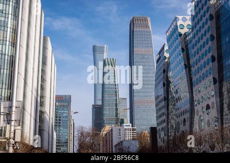 Moderne Gebäude im zentralen Geschäftsviertel von Peking, Teil des Chaoyang District in Peking, China Stockfoto