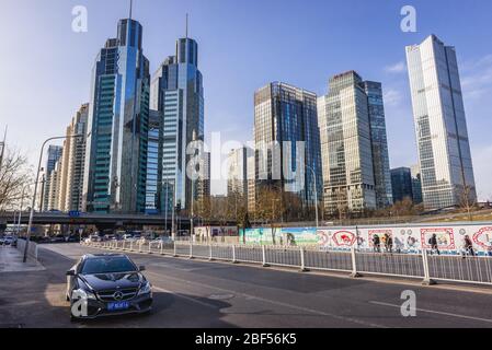 Peking zentralen Geschäftsviertel, Teil des Chaoyang District in Peking, China, Blick auf Peking Kerry Center und Fortune Plaza Gebäude Stockfoto