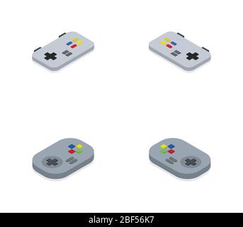 Isometrisches Gamepad-Symbol, das im Vektor auf weißem Hintergrund dargestellt ist Stock Vektor